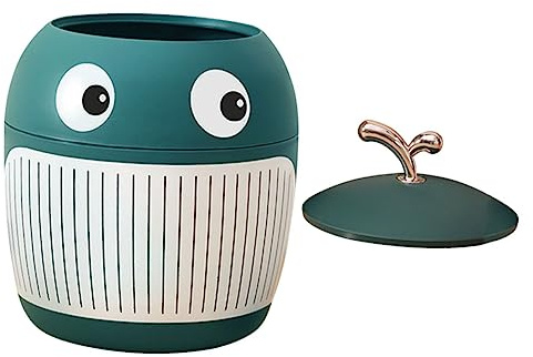 WEKAMOS Mini Poubelle de Bureau Forme de Baleine Petite Poubelle de Table Mignonne pour Bureau Maison Design Compact et Pratique Couleur Vert Paon