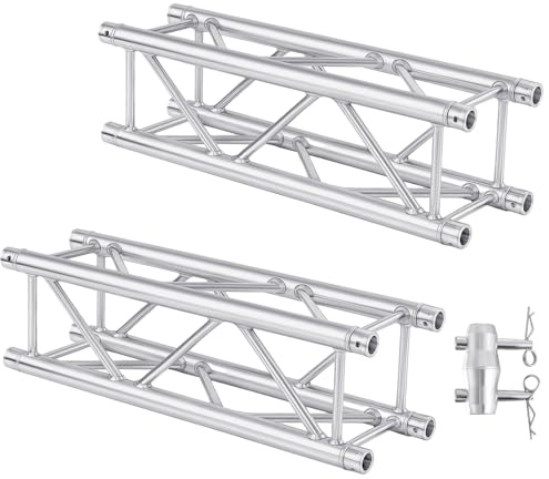 Tandefio 2 Pack Aluminum DJ Light Stands Stage Truss Segment 12 x 12 Straight Square DJ Lighting Stand Trussing Stage with 8 couplers, 500 Pounds Load Capacity (3.28 ft)