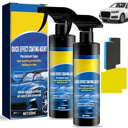 2PC Rapid Ceramic Coating Spray Hydrophobic,Advanced Quick-Acting Coating Agent Spray,3 in 1 High Protection Quick Effect Coating Agent,Car Renewal Wax for shine and protection (2 * 120ml) ﻿