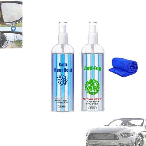 Kit antipioggia e antiappannamento per vetri auto, tergicristallo idrorepellente e antiappannamento per parabrezza, finestrini, specchietti e vetri (1 Set)