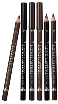 6 Pcs Eyebrow Eyeliner Pencil Set, Easy to Color Waterproof Eye Brow Pencil, Rrofessional Long-lasting Eyebrow & Eyeliner Pencils, Includes 3 Color Black, Brown, and Dark Brown Shades