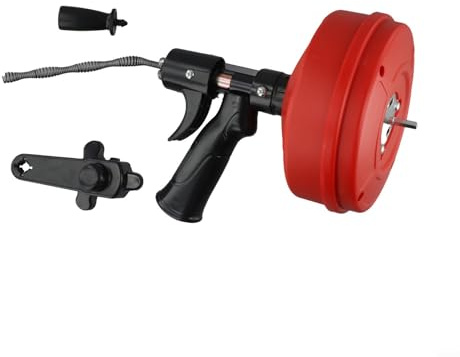 Taladro de drenaje de 5 m, herramienta de drenaje manual y eléctrico de doble propósito para tuberías de 3/4 a 2 pulgadas, serpiente de fontanería profesional para baño, cocina