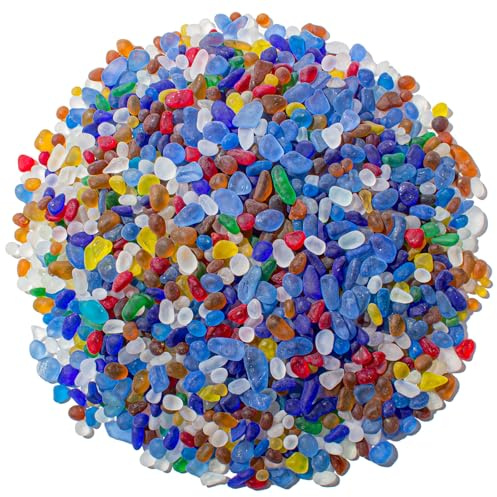 Keedolla Coloured Sea Glass Pebbles, 900g/2 LB Frosted Glass Stones Decorative Gemstones for Home Decor, Vase Fillers, DIY Art Crafts, Aquarium Rocks, Fish Tank Gravel