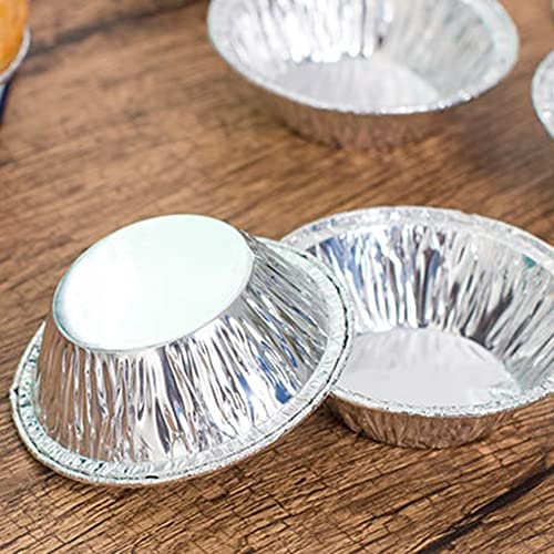ZoraYorce Juego de 100 moldes desechables de aluminio para tartas de huevo, moldes redondos para cupcakes