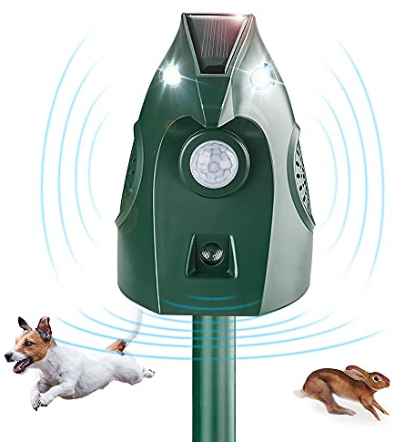 Katzenschreck für Garten, 2 Modi Katzenschreck Ultraschall mit Blinklicht, Solarbetriebene Katzenabwehr und Marderschreck, Automatisch Wasserdicht Tiervertreiber für Katzen, Tauben, Kaninchen