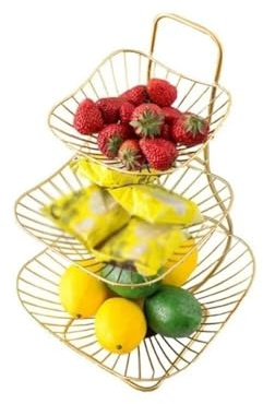 Cenz-888 Fruit Rack 3 Tier Fruit Vegetables Basket Bowl Storage Rack Metal Snack Container Countertop