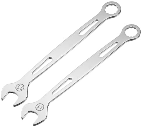 HARFINGTON 2Pcs Combination Wrench 11mm Metric Super Thin 12-Point Box and Open End Chrome Vanadium Steel Double Ended Spanner Tool for Automotive Furniture Machinery DIY Repair, Silver