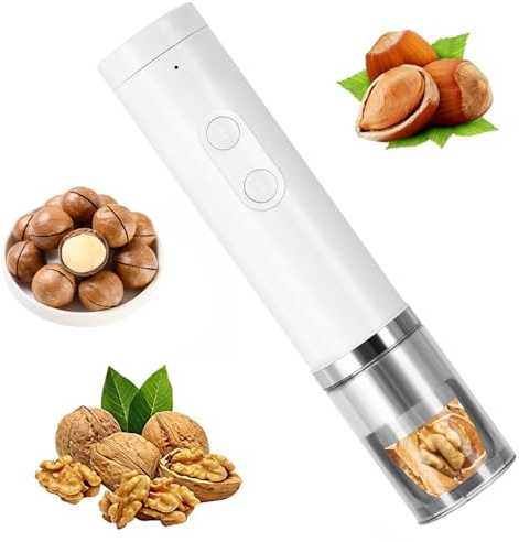 Máquina cascanueces eléctrica extraíble para nueces de 1 a 5 cm, diseño antisalpicaduras de 360°, resistencia de 40 a 50 kg, carga USB, para nueces, nueces, avellanas, almendras