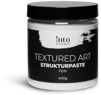 IntoTexture feine Strukturpaste 400 g – Spachtelmasse für Acrylmalerei & Leinwand | Texture Paste für Textured Art, Mixed Media & DIY Kunst – rissbeständig & formstabil