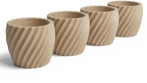 Spiral Matte Egg Cup Set of 4 – Modern Geometric Egg Holder for Soft & Hard Boiled Eggs – Shatterproof, Eco-Friendly & Made in UK – Unique Textured Breakfast Decor (Slim Desert Sand)