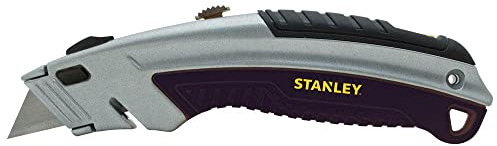 Stanley 10788 Curved Quick-Change Utility Knife, High Carbon Steel Retractable Blade, 3 Blades