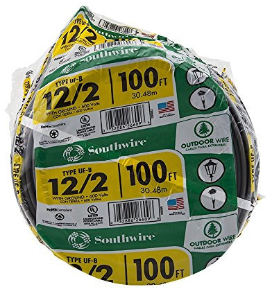 Southwire SW# 13055926 Cavo esterno, 12/2WG UF, 30,4 m, bobina, approvato per cablaggio con interramento diretto