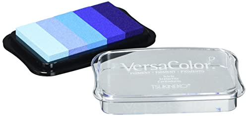 Rayher 2839709 Stempelkissen Versacolor, 5 Farben, Stempelfläche 4,7x7,5 cm, Blau-Töne