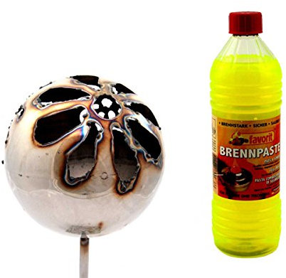 Gebrüder Lomprich Gartenfackel Feuerkugel – Blume XL + 1Liter Brennpaste