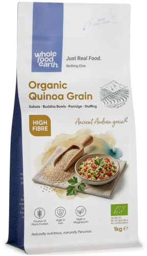 Wholefood Earth Organic Quinoa Grain – 1 kg | Raw | GMO Free | Vegan | High Fibre | Certified Organic