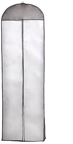 Atmungsaktiver Kleidersack 180cm, Schutzhülle für Brautkleider/Abendkleider/Anzüge/Mäntel, langer Reissverschluss - Weiß + Schwarz Rahme - Schwarz, TKB1005 black