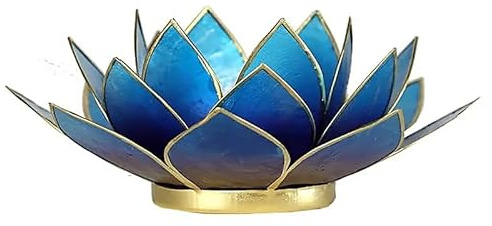 Capiz Chakra Lotuslicht violett-blau Goldrand - 13.5 cm
