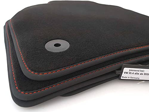 kh Teile Fußmatten passend für ID4 ID.4 (alle) Pure Pro GTX Premium Velours Automatten Matten Innenraum Schwarz Rot 4er Set