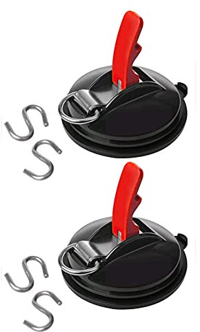 ihreesy 2 Stück Saugnapf mit 4 S-Haken,Multifunktional Saugnapf Camping Extra Stark Saughaken Saughalter Befestigung Saugnapfhalterung für Auto Camping Wohnmobil Spanner