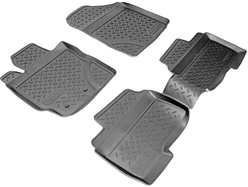 Recambo 3D Gummi Fußmatten kompatibel für Toyota Yaris II | XP9 | 2005-2011 | Auto Gummimatten | Passgenau | mit Rand | schwarz