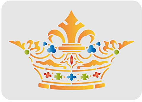 FINGERINSPIRE Kronenschablonen Schablone 29,7 x 21 cm Kunststoff Kronenmuster Zeichnen Malschablonen rechteckig wiederverwendbar zum Malen auf Holz Boden Wand und Fliesen