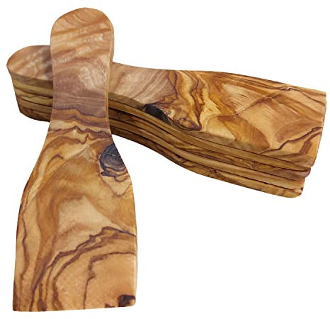Juego de 6 rascadores de raclette de madera de olivo, espátula noble con efecto antibacteriano, especialmente higiénico, deslizador, único, hecho a mano, idea de regalo, regalo, cumpleaños, Navidad