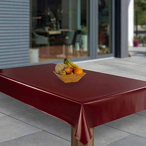 laro Wachstuch-Tischdecke Abwaschbar Garten-Tischdecke Wachstischdecke PVC Plastik-Tischdecken Eckig Meterware Wasserabweisend Abwischbar, Muster:Weinrot Hochglanz, Größe:100x140