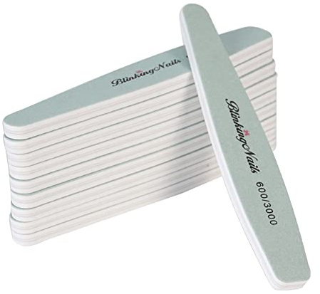 BlinkingNails Nagelpolierblock, natürliche und Acryl-Nägel, Polier- und Glanz-Set, Körnung 600 und 3000, 10 Stück