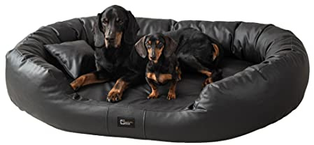 exclusive BED Orthopädisches Hundebett Nancy Premium Grosse Mittelgroße Kleine Hunde - Hundekissen Hundematte aus Öko-Leder - rutschfest Langlebig Abriebfest Reißfest (XL, Schwarz)