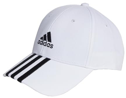 adidas Unisex adulto 3-Stripes Cotton Twill Baseball Cap, White / Black, M