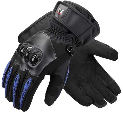 KEMIMOTO Winter Motorradhandschuhe für 0°C~5°C, Winddichte Motorrad Handschuhe mit Touchscreen-Funktion, Warme Winterhandschuhe für Herren Damen-Ideal für Motorradfahrren Skifahrren Radfahren Camping