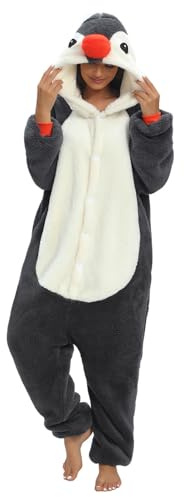 Xinlong Traje de Pingüino Pijama Onesie de Fiesta Unisex para Adultos para Cosplay Ropa de Dormir Traje de Disfraz para Pajamas Party Carnaval Halloween Navidad