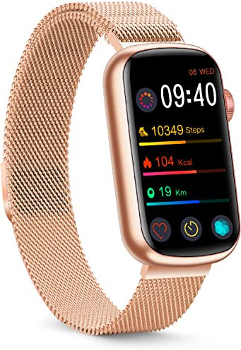 FITVII Rastreador de Fitness Delgado con Oxígeno en Sangre, Presión Arterial, Frecuencia Cardíaca 24/7 y Seguimiento del Sueño, Rastreador de Actividad Impermeable IP68 y Relojes Inteligentes.