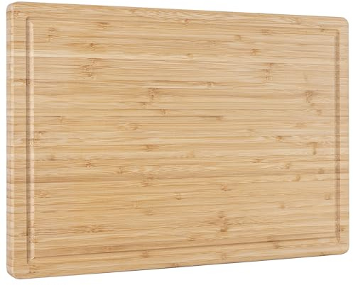 Vencier Organic 2-in-1 Bamboo Chopping Board: Extra-Large, Juice Groove. Ideal for Meat, Veggies, Cheese, Bread. A Premium Kitchen Essential Cutting Board (44 x 30 x 2 cm)