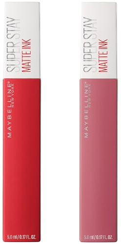 Maybelline New York Superstay Matte Ink Lippenstift, 2 Stück, Farben: Pioneer + Lover