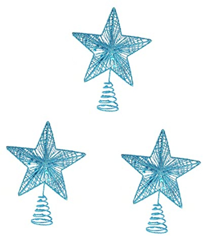 TOPBATHY 3 Pz Pentagramma dell'albero di Natale centrotavola natalizio decorazione natalizia puntale per albero di Natale glitterato figurine fatate arredamento verde soprammobili vuoto 3d