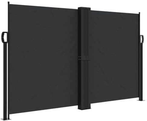 vidaXL Seitenmarkise Ausziehbar Schwarz 140x600 cm