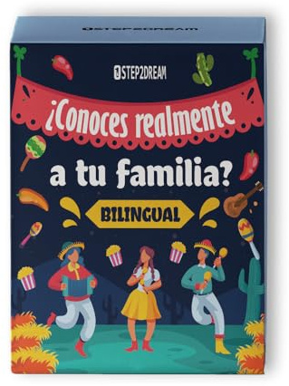 1step2dream - Juegos de Cartas Familiares Españoles | Divertido Juego de Mesa para la Familia | Juegos Mexicanos | Iniciador de Conversación Bilingüe para Fiestas