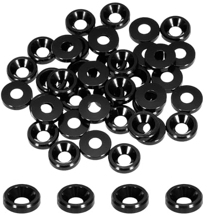 sourcing map Arandelas avellanadas de copa cónica M3, diámetro del agujero de 3,1 mm/0,12 juntas de aluminio para tornillo RC/FPV/PC/Drone/accesorios mecánicos, piezas de modelo, paquete de 40 (negro)