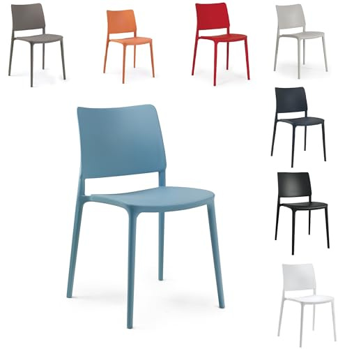 PAPATYA 1er Set Besucherstuhl - Gastro Stuhl für Café Restaurant Bistro Bar - Essstühle Küchenstühle Gartenstühle - Stapelstuhl aus Kunststoff wetterfest - belastbar bis 200 kg - Joy S, Aquablau