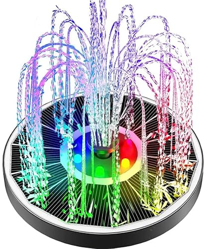 LED Solar Powered Floating Bird Bath Waterfountain pump, 3.5W, 16CM. With 6 Nozzles, no batteries needed, Solar Water pump for Pool, Garden, Pond, Outdoor.