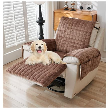Sesselschoner Sesselauflage, Sesselschoner for Relaxsessel, Sesselschoner for Fernsehsessel mit armlehne Anti-Rutsch, Relaxsessel Bezüg Sesselüberzug for Zuhause mit Kindern und Haustieren Hund(Brown