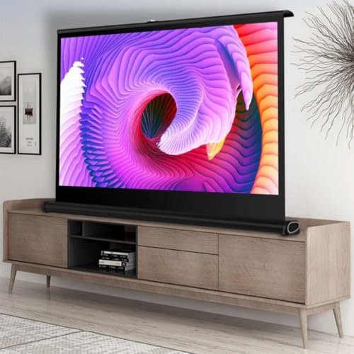 ZYXQQJ 30inch 40inch 50inch Small Projector Screen, Retractable Pull Up Screen Tabletop Screen Wall/Ceiling Mounted Movie Screen(4:3,50inch)