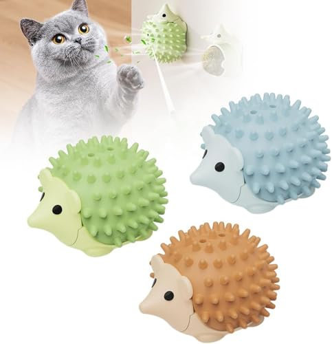 Aizuoni 3 Stück Katzenminzen-Leckbälle Spielzeug Für Katzen -katzenspielzeug Ball In Igelform,Katzenscheuerstab, Kätzchen-Kauspielzeug, Katzenminze-Spielzeug, Katzen-Energieball Zum Katzenlecken,