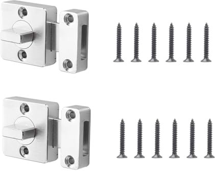MANICAF 2 chiavistelli antifurto, serratura per porta interna con viti, chiavistello girevole, serratura per porta spazzolata, per bagno, camera da letto, WC, porta dell'armadio