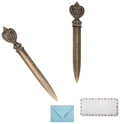 Couteau ouvre-lettre, 2 pièces ouvre-lettre vintage coupe-enveloppe ouvre-enveloppe en métal plaqué couteau d'ouverture de lettre pour le papier d'emballage d'enveloppe de bureau (Black)
