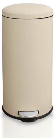 JM ·YIPENG Mülleimer 30 L Treteimer mit Soft Close Deckel, Abfalleimer 30 Liter mit Fußpedal, Rund Mülleimer mit Inneneimer,30L Tretmülleimer für Küche, Wohnzimmer, Büro,Creme