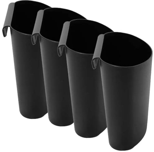 OHPHCALL Set 4 Secchi Appendibili in Plastica Nera per Carrelli da Bellezza Fondo Piatto e Uso Versatile per Ufficio e Mensola