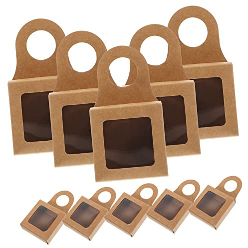 IMIKEYA 25stücke Kraftpapier Weinflaschen-geschenkboxen Mit Fenster Weingeschenkbox Aus Papier Weinflaschenbox Für Weinflaschen Flaschenaufhänger-geschenkboxen Für Wein Bier Und