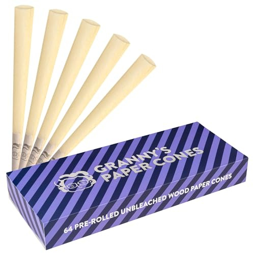 Granny's® Premium Cones 2 x 32 Stück | 109mm King Size Hülsen | Konisch gedreht | Aus Zellstoff | Vorgerollte Kegeltüten | Fertig zum Befüllen
